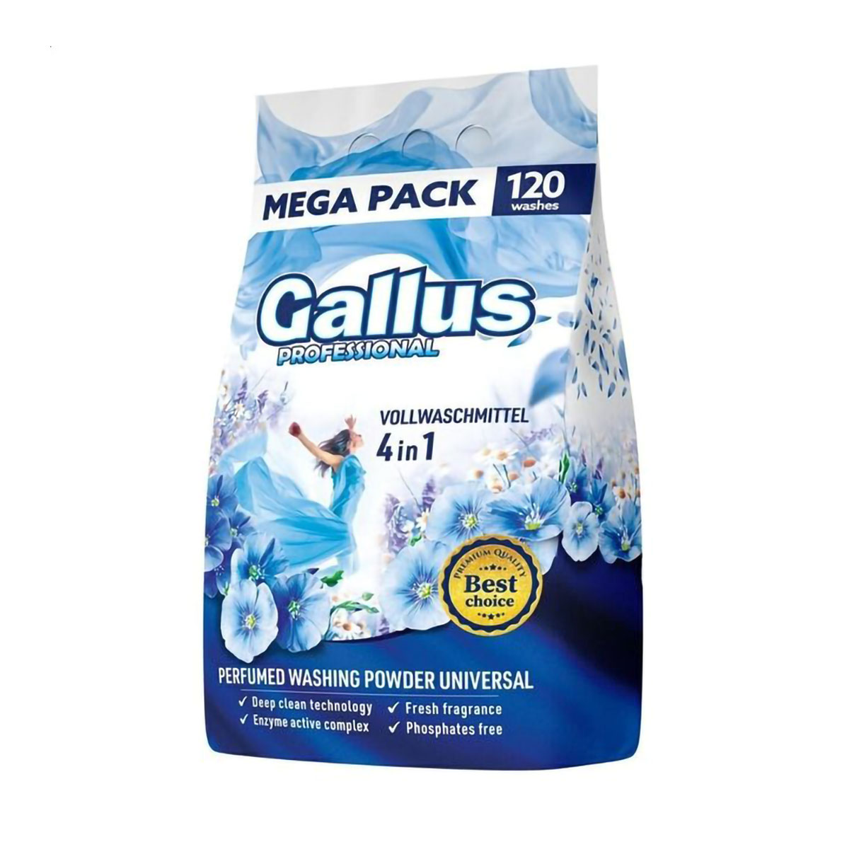 Пральний порошок Gallus Professional Universal 4 в 1 універсальний, 120 циклів прання, 6.6 кг