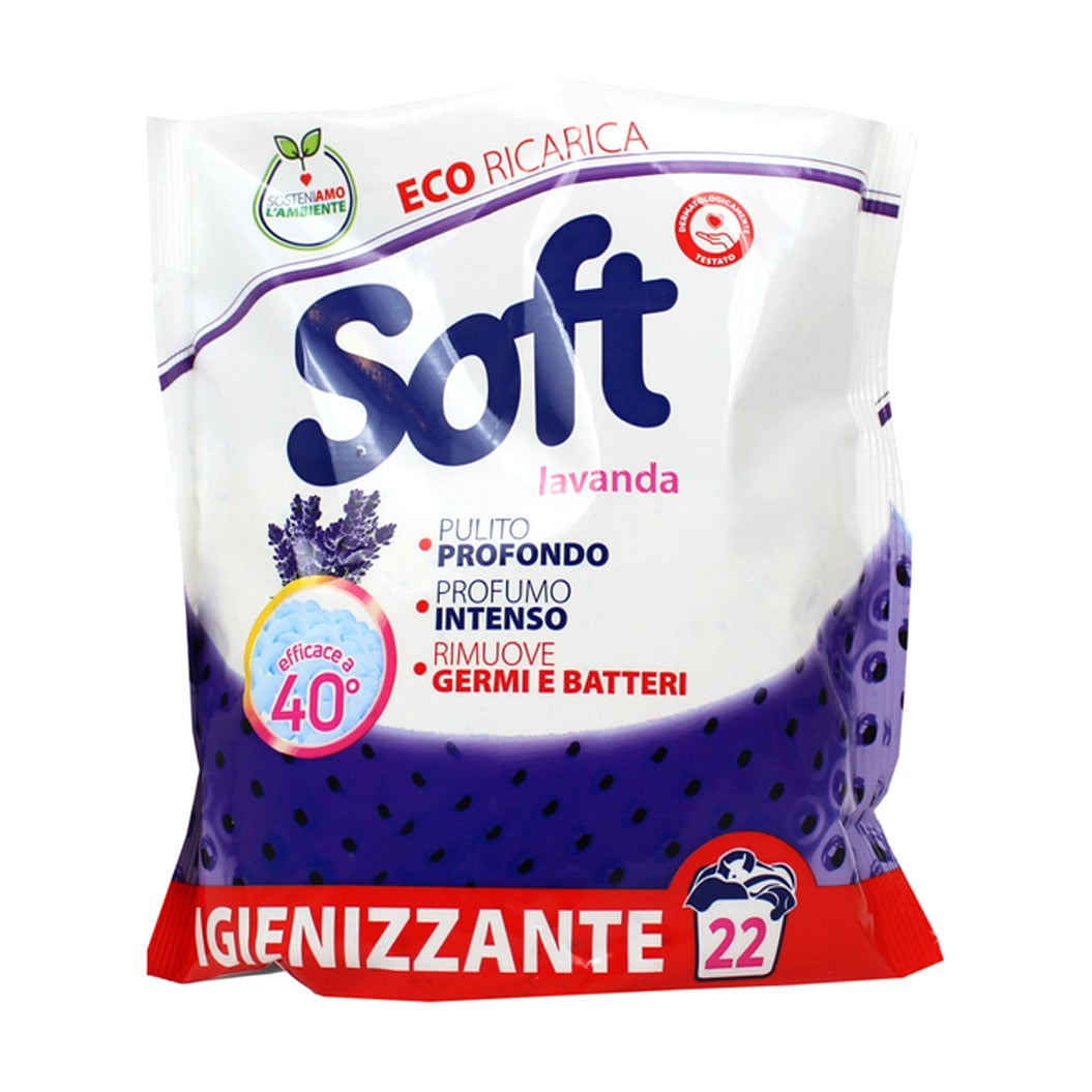 Універсальний пральний порошок Soft Lavanda з активним киснем, 22 цикли прання, 1.1 кг